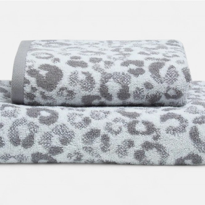 Animal Print Hand and Bath Towels in Grey