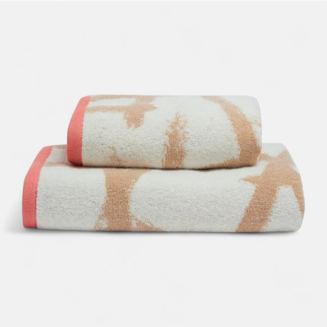 Leda Bath Towels in Natural/Coral