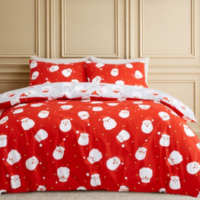 Duvet Cover Set Santa in Red